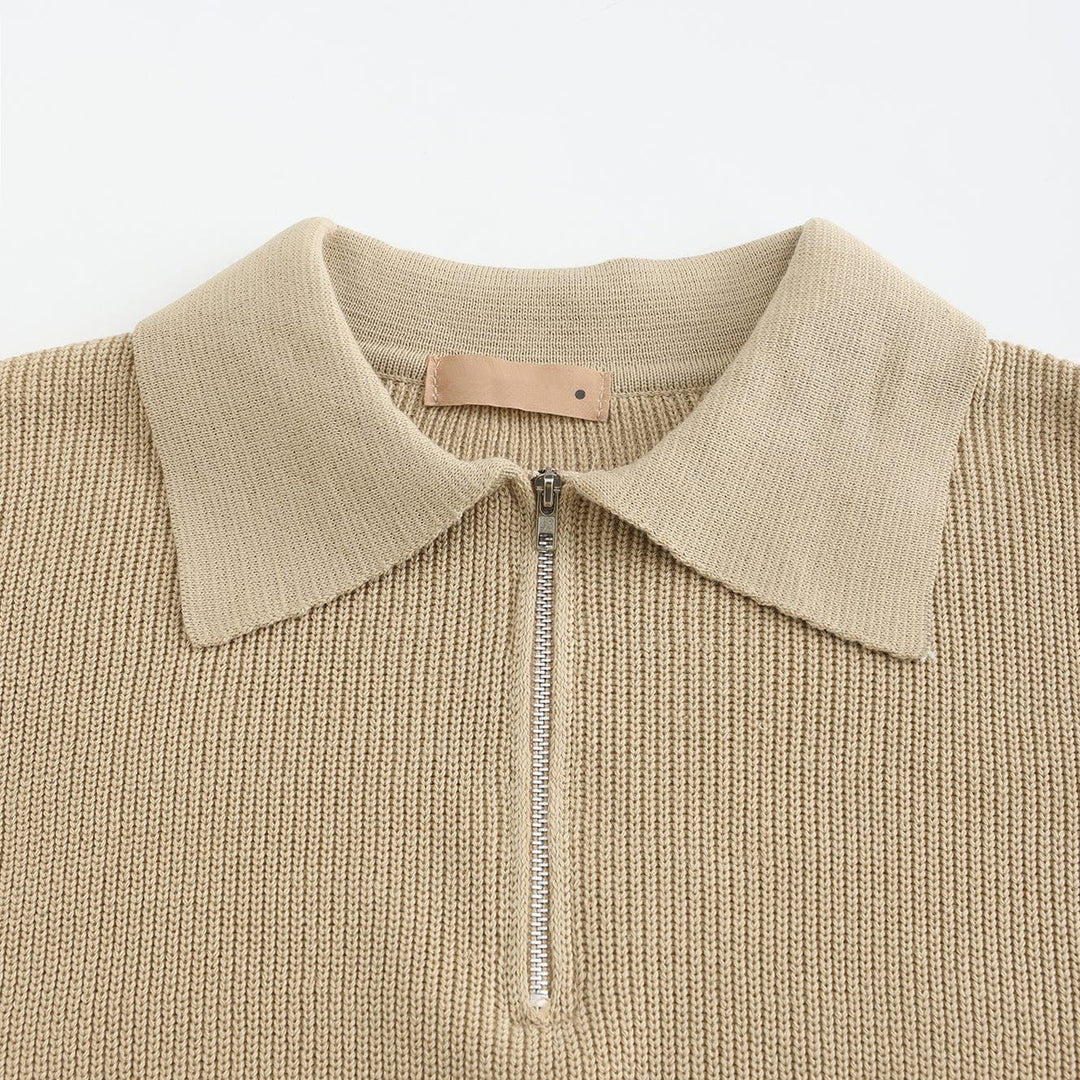 Casual Gebreide Half-Zip Trui met Kraag voor Mannen