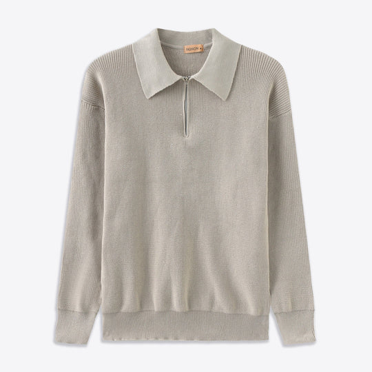 Casual Gebreide Half-Zip Trui met Kraag voor Mannen