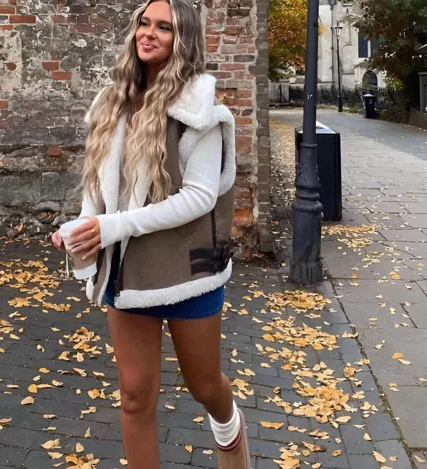 Stijlvol Oversized vest met Gebreide Mouwen voor Vrouwen