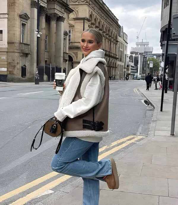 Stijlvol Oversized vest met Gebreide Mouwen voor Vrouwen