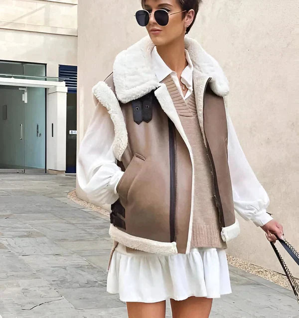 Stijlvol Oversized vest met Gebreide Mouwen voor Vrouwen