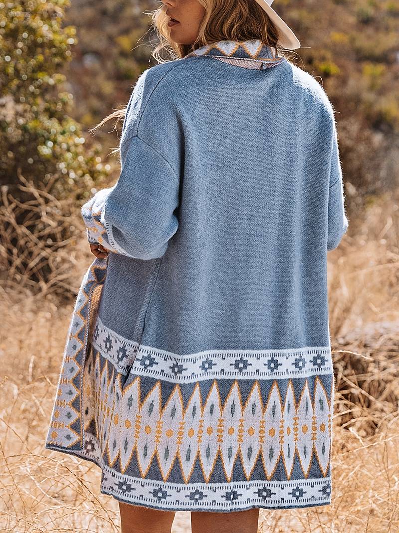 Bohemian Open Cardigan met Aztec-Print voor Vrouwen