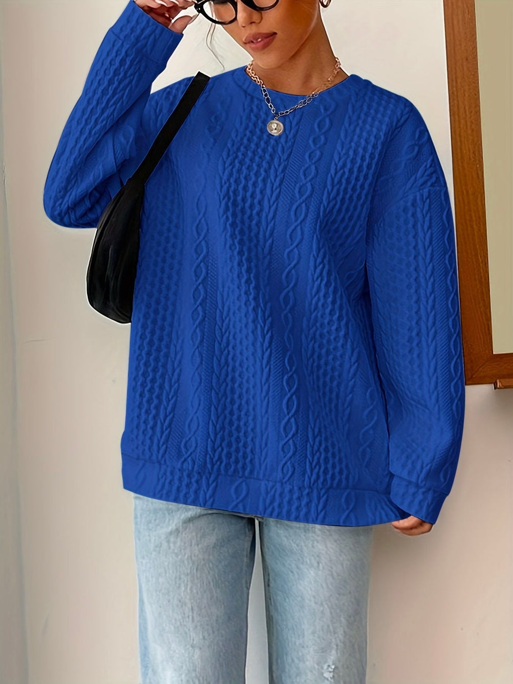 Oversized Kabelgebreide Trui voor Vrouwen