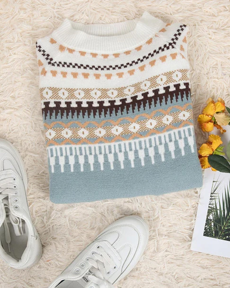 Trendy Gebreide Trui met Scandinavisch Patroon voor Vrouwen