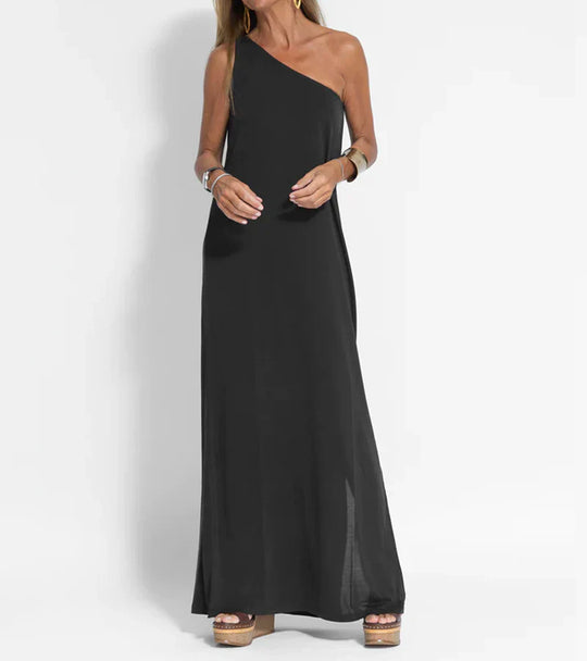 Elegante Asymmetrische One-Shoulder Maxi Jurk voor Vrouwen