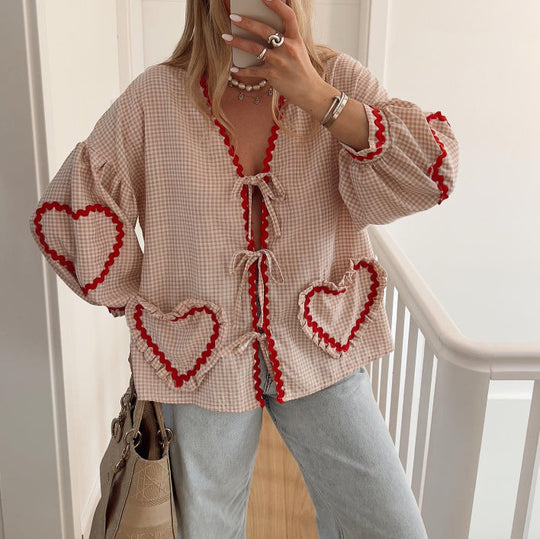 Chique Blouse met Hartontwerp voor Vrouwen