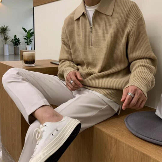 Luxe Gebreide Half-Zip Trui voor Mannen