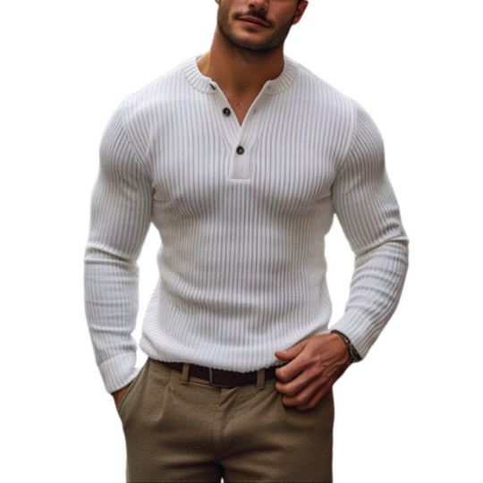 Tijdloze Gebreide Henley Trui voor Mannen