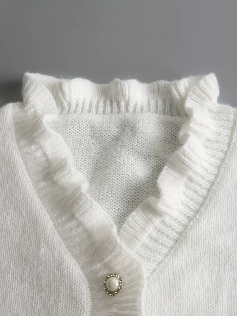 Elegante Gebreide Cardigan met Ruffle Afwerking voor Vrouwen