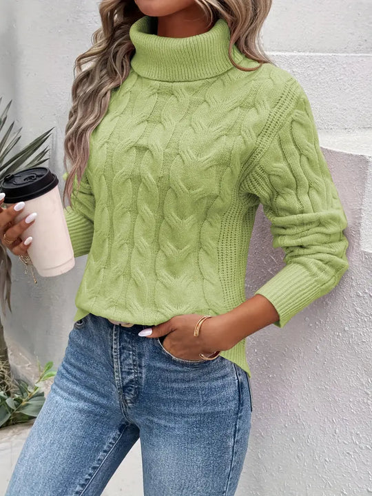 Klassieke Kabelgebreide Turtleneck Trui voor Vrouwen