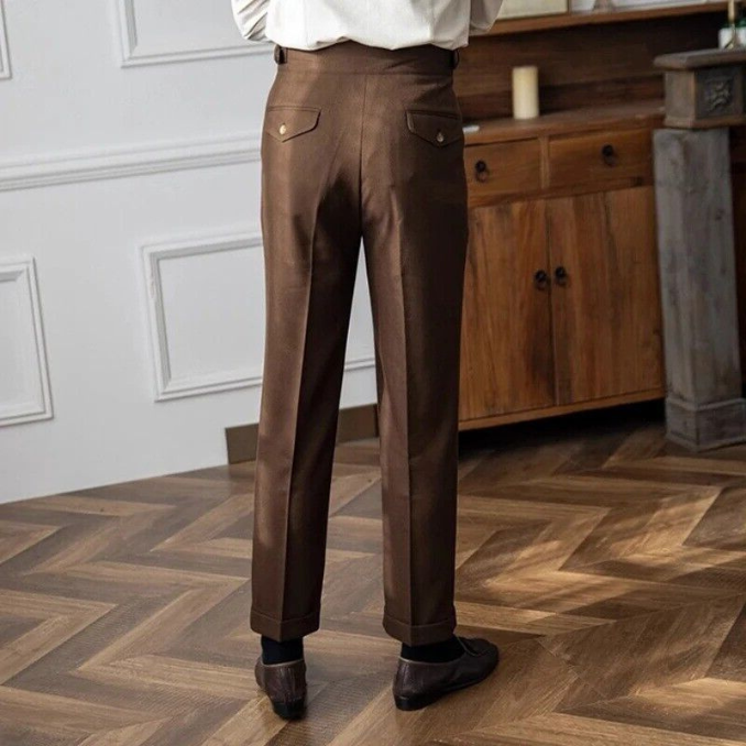 Klassieke Hoge Taille Broek met Plooien in Italiaanse Stijl voor Mannen