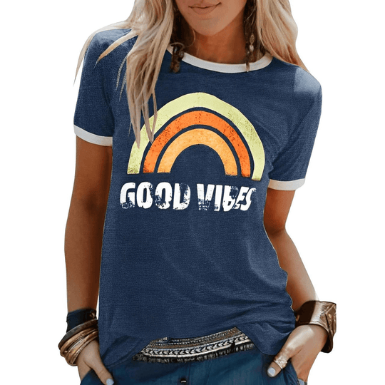 Retro Grafisch T-Shirt met Positieve Boodschap voor Vrouwen