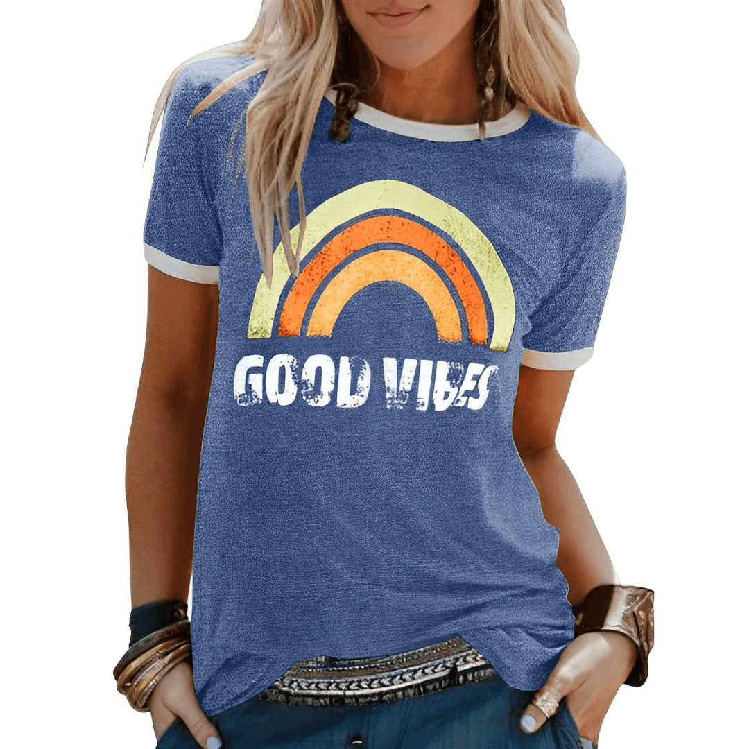Retro Grafisch T-Shirt met Positieve Boodschap voor Vrouwen