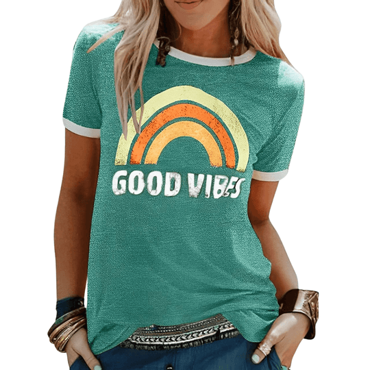 Retro Grafisch T-Shirt met Positieve Boodschap voor Vrouwen
