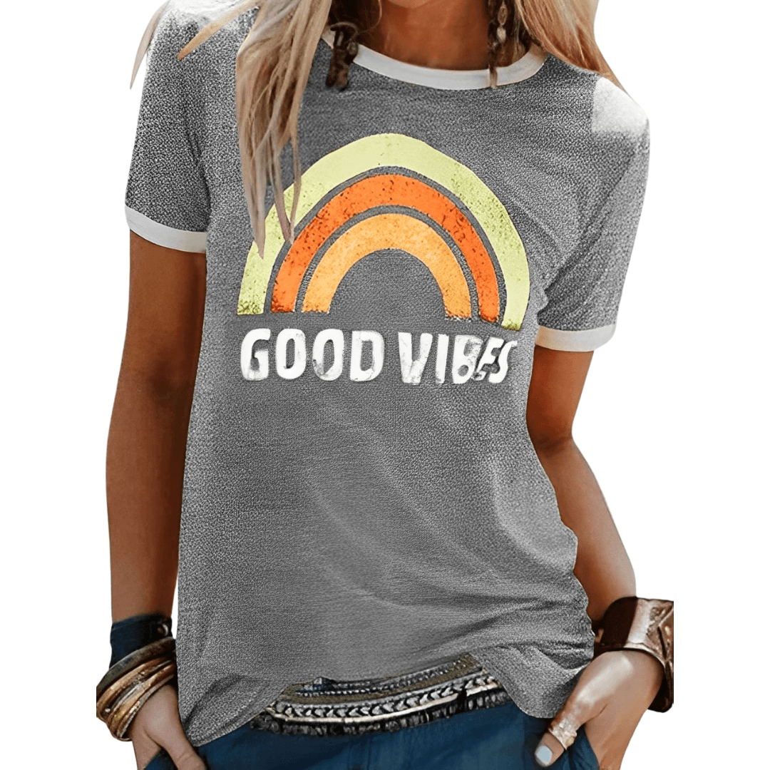 Retro Grafisch T-Shirt met Positieve Boodschap voor Vrouwen