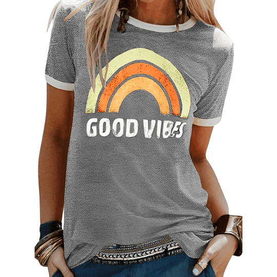Retro Grafisch T-Shirt met Positieve Boodschap voor Vrouwen