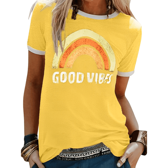 Retro Grafisch T-Shirt met Positieve Boodschap voor Vrouwen