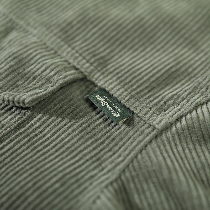 Vintage Geïnspireerde Corduroy Jas met Zakken voor Mannen