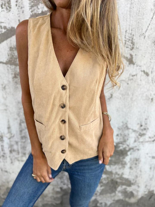 Beige Zomerblouse Vest voor Vrouwen