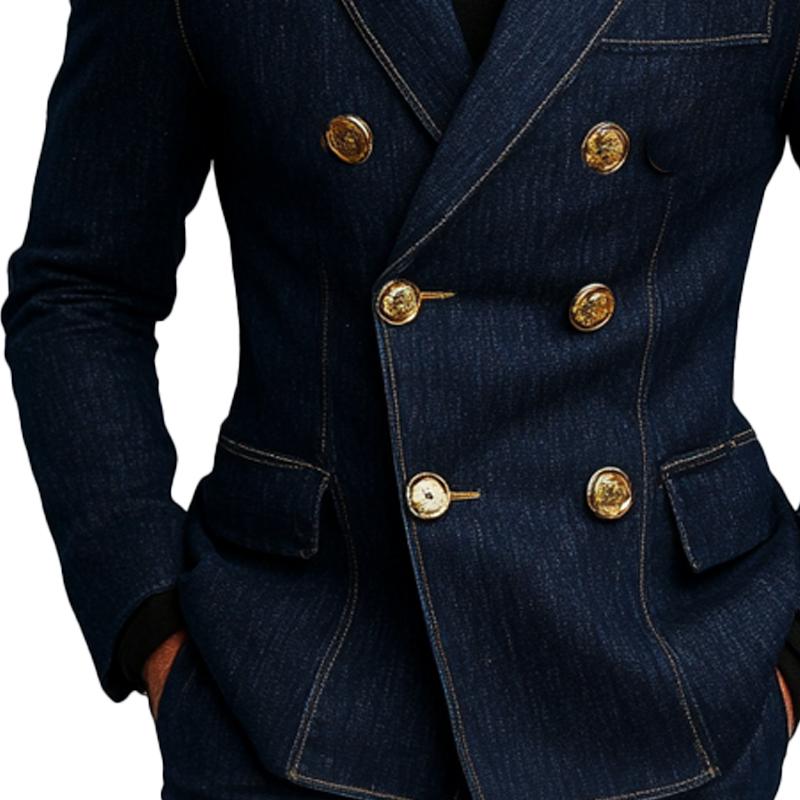 Verfijnde Navy Denim Jas voor Mannen