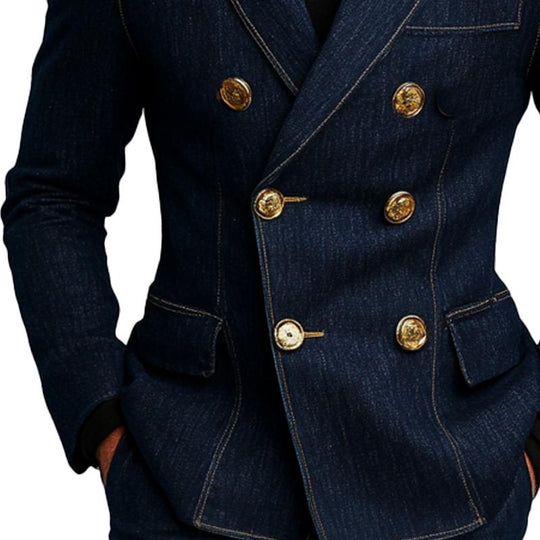 Verfijnde Navy Denim Jas voor Mannen