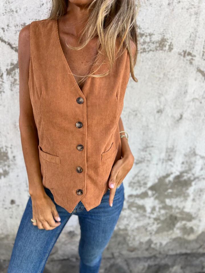 Beige Zomerblouse Vest voor Vrouwen