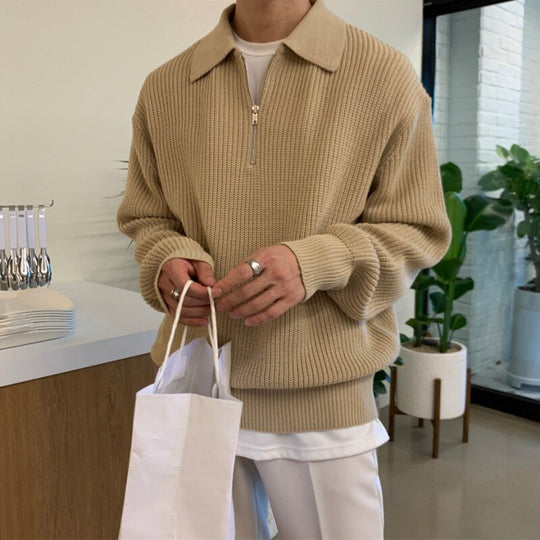 Luxe Gebreide Half-Zip Trui voor Mannen