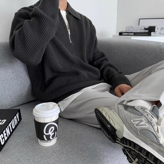 Luxe Gebreide Half-Zip Trui voor Mannen