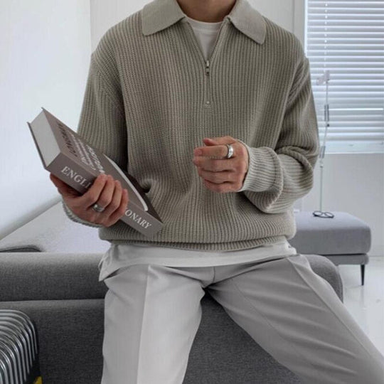 Luxe Gebreide Half-Zip Trui voor Mannen