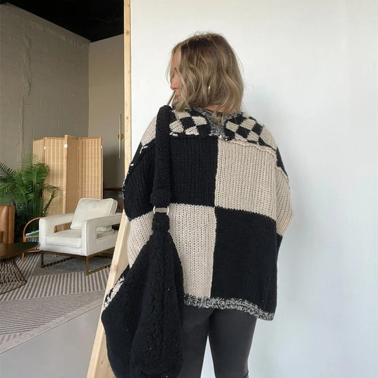 Gebreid Vest met Ruiten voor Vrouwen