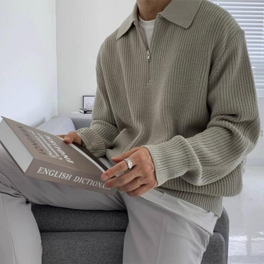 Luxe Gebreide Half-Zip Trui voor Mannen