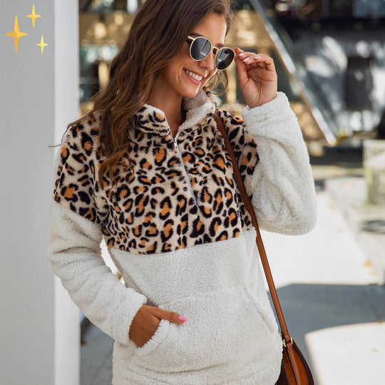 Fleece Trui met Luipaard print voor Vrouwen