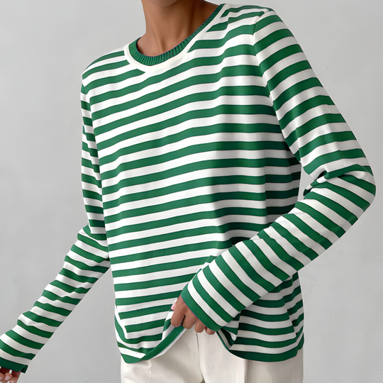 Gestreepte Damestrui | Trendy Lange Mouwen Top voor Vrouwen