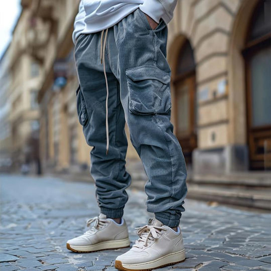 Street Style Corduroy Cargo Broek voor Mannen
