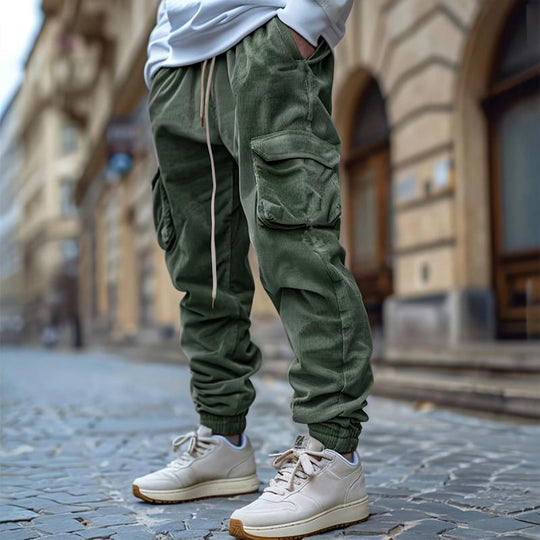 Street Style Corduroy Cargo Broek voor Mannen