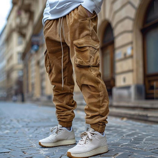 Street Style Corduroy Cargo Broek voor Mannen