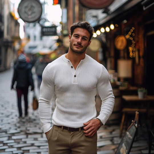 Tijdloze Gebreide Henley Trui voor Mannen