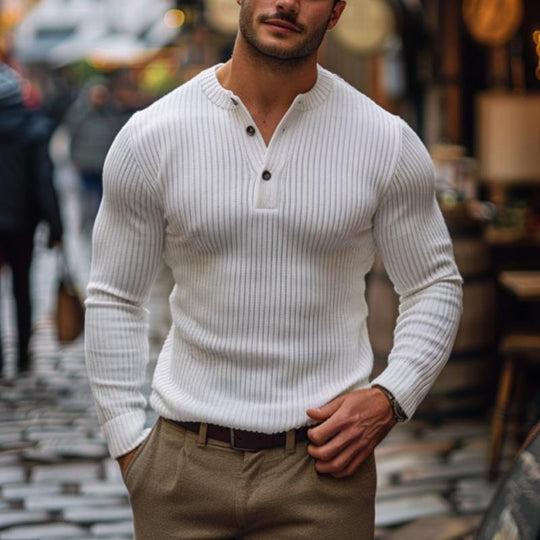 Tijdloze Gebreide Henley Trui voor Mannen