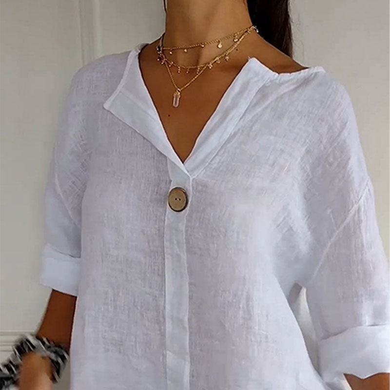 Linnen Blouse met Knopen voor Vrouwen
