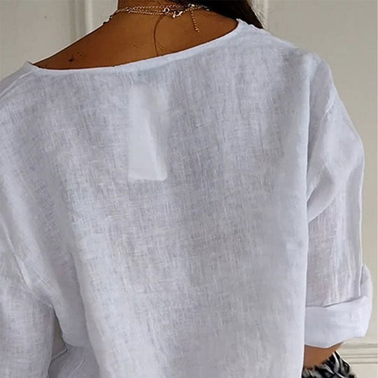 Linnen Blouse met Knopen voor Vrouwen