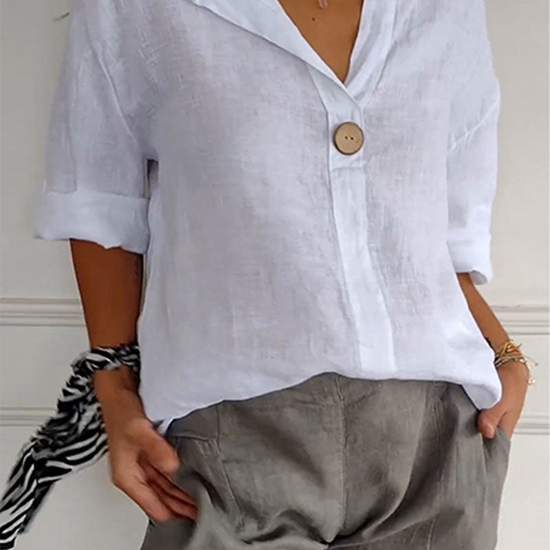 Linnen Blouse met Knopen voor Vrouwen
