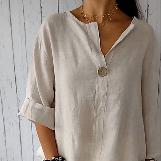 Linnen Blouse met Knopen voor Vrouwen