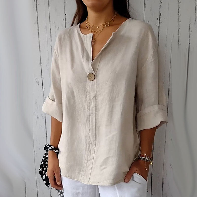 Linnen Blouse met Knopen voor Vrouwen