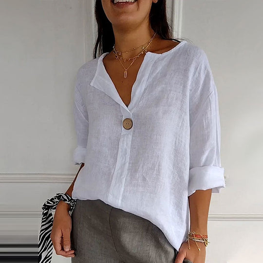 Linnen Blouse met Knopen voor Vrouwen