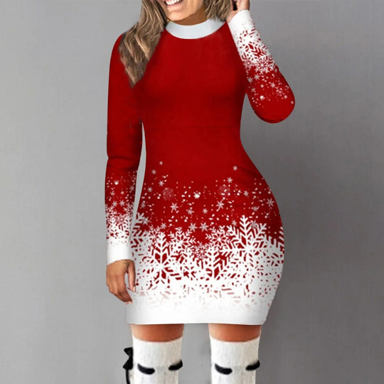 Kerstjurk met Sneeuwvlokken voor Vrouwen