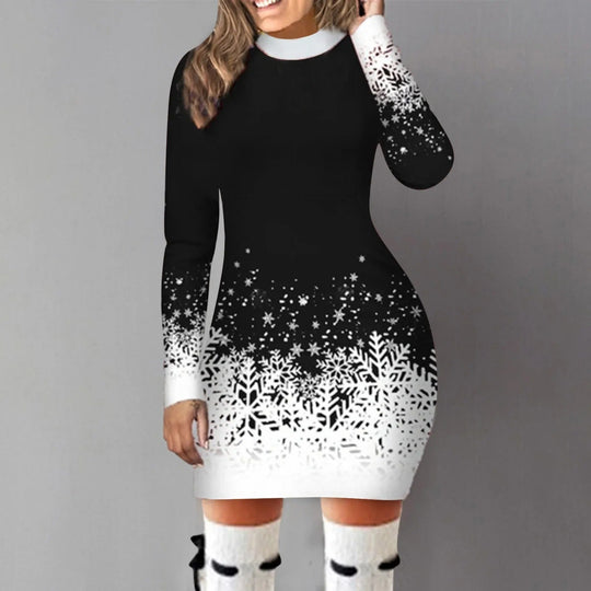Kerstjurk met Sneeuwvlokken voor Vrouwen