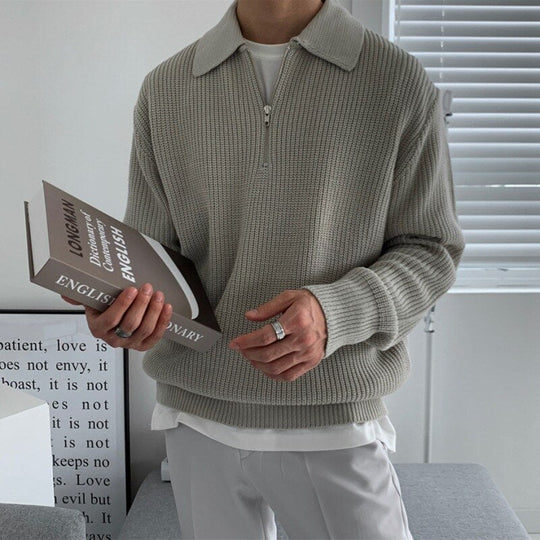 Luxe Gebreide Half-Zip Trui voor Mannen